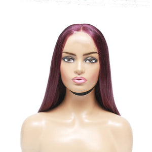 Purple Silky Straight Blunt Cut Long Bob Human Hair Wig - Medium - 56cm $290 Lace Front Wig QualityHairByLawlar (6764322619478)