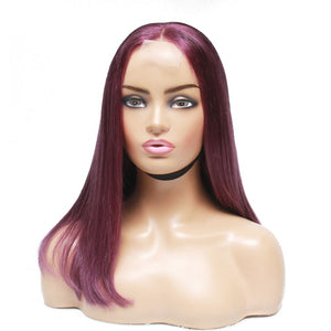 Purple Silky Straight Blunt Cut Long Bob Human Hair Wig - Medium - 56cm $290 Lace Front Wig QualityHairByLawlar (6764322619478)