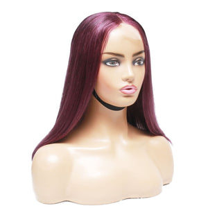 Purple Silky Straight Blunt Cut Long Bob Human Hair Wig - Medium - 56cm $290 Lace Front Wig QualityHairByLawlar (6764322619478)