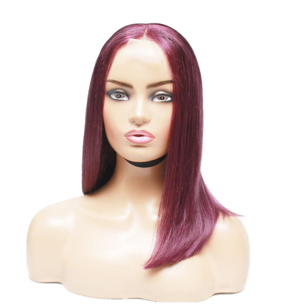 Purple Silky Straight Blunt Cut Long Bob Human Hair Wig - Medium - 56cm $290 Lace Front Wig QualityHairByLawlar (6764322619478)