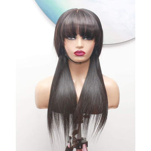 Raw Hair- Indonesian Silky Straight fringe Bangs Human Hair Wig - Medium - 56cm $430 Custom Human Hair Wig QualityHairByLawlar (10717860300)