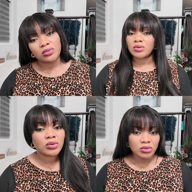 Raw Hair- Indonesian Silky Straight fringe Bangs Human Hair Wig - Medium - 56cm $430 Custom Human Hair Wig QualityHairByLawlar (10717860300)