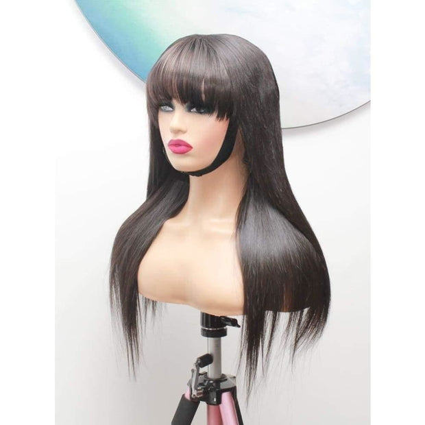 Raw Hair- Indonesian Silky Straight fringe Bangs Human Hair Wig - Medium - 56cm $430 Custom Human Hair Wig QualityHairByLawlar (10717860300)
