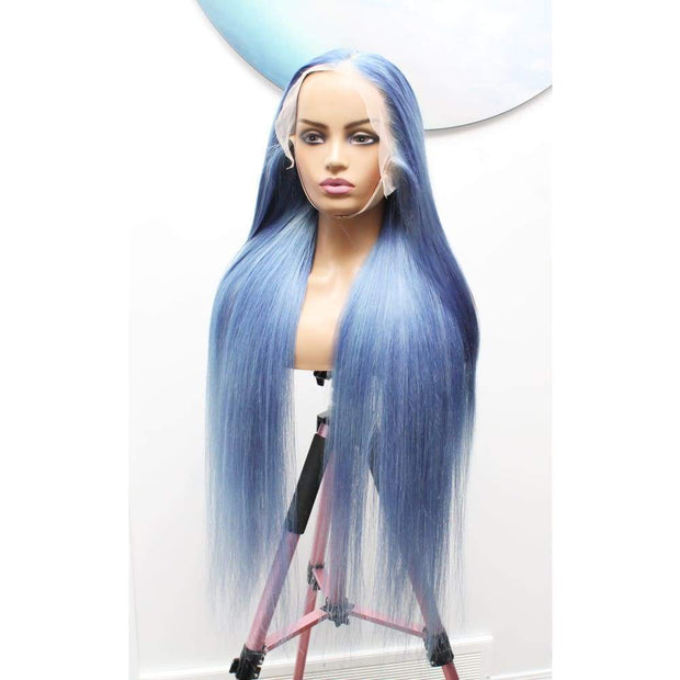 Raw Hair- Indonesian Silky Straight Human Hair Lace Frontal Wig- Shark Blue - Large - 58cm $1,850 Lace Front Wig QualityHairByLawlar (6562796175446)