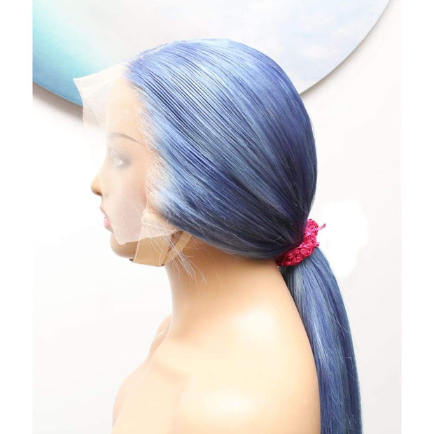 Raw Hair- Indonesian Silky Straight Human Hair Lace Frontal Wig- Shark Blue - $1,850 Lace Front Wig QualityHairByLawlar (6562796175446)