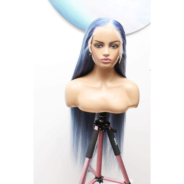 Raw Hair- Indonesian Silky Straight Human Hair Lace Frontal Wig- Shark Blue - $1,850 Lace Front Wig QualityHairByLawlar (6562796175446)
