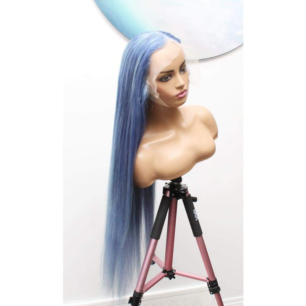 Raw Hair- Indonesian Silky Straight Human Hair Lace Frontal Wig- Shark Blue - $1,850 Lace Front Wig QualityHairByLawlar (6562796175446)