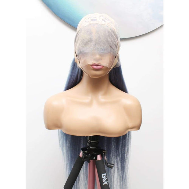 Raw Hair- Indonesian Silky Straight Human Hair Lace Frontal Wig- Shark Blue - $1,850 Lace Front Wig QualityHairByLawlar (6562796175446)
