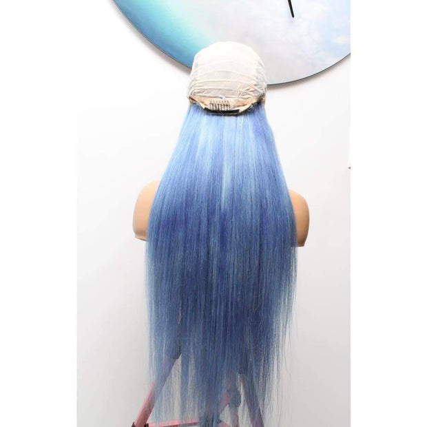 Raw Hair- Indonesian Silky Straight Human Hair Lace Frontal Wig- Shark Blue - $1,850 Lace Front Wig QualityHairByLawlar (6562796175446)