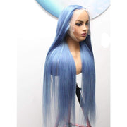 Raw Hair- Indonesian Silky Straight Human Hair Lace Frontal Wig- Shark Blue - $1,850 Lace Front Wig QualityHairByLawlar (6562796175446)