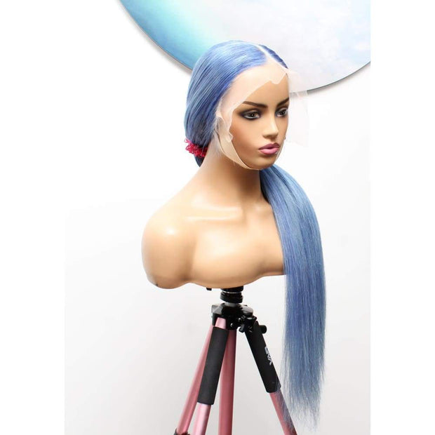 Raw Hair- Indonesian Silky Straight Human Hair Lace Frontal Wig- Shark Blue - $1,850 Lace Front Wig QualityHairByLawlar (6562796175446)