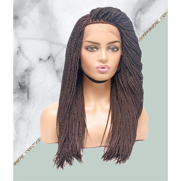 Senegalese Twist Fully Hand Braided Lace Wig- Brown - Medium - 56cm $200 Senegalese Twists QualityHairByLawlar (4979509264470)
