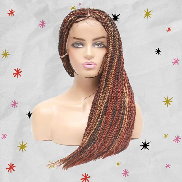Senegalese Twist Fully Hand Braided Ombre Lace Wig (Mixed Colors) - Medium - 56cm $200 Senegalese Twists QualityHairByLawlar (4991607701590)