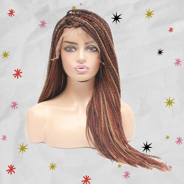Senegalese Twist Fully Hand Braided Ombre Lace Wig (Mixed Colors) - Medium - 56cm $200 Senegalese Twists QualityHairByLawlar (4991607701590)