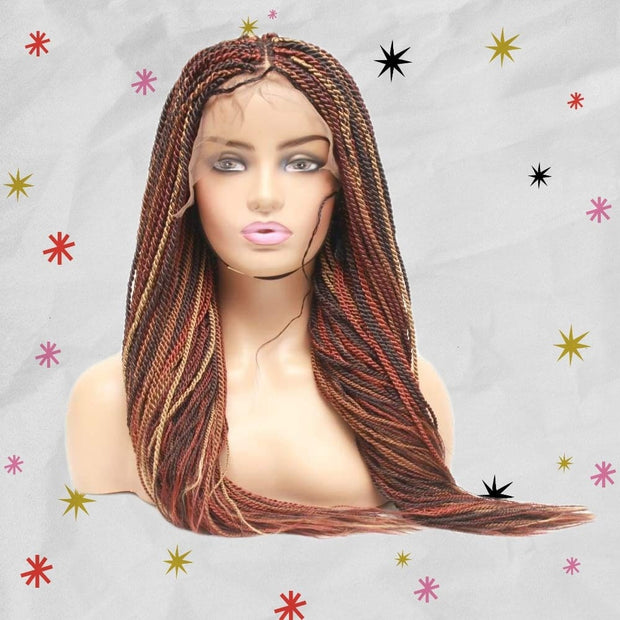 Senegalese Twist Fully Hand Braided Ombre Lace Wig (Mixed Colors) - Medium - 56cm $200 Senegalese Twists QualityHairByLawlar (4991607701590)