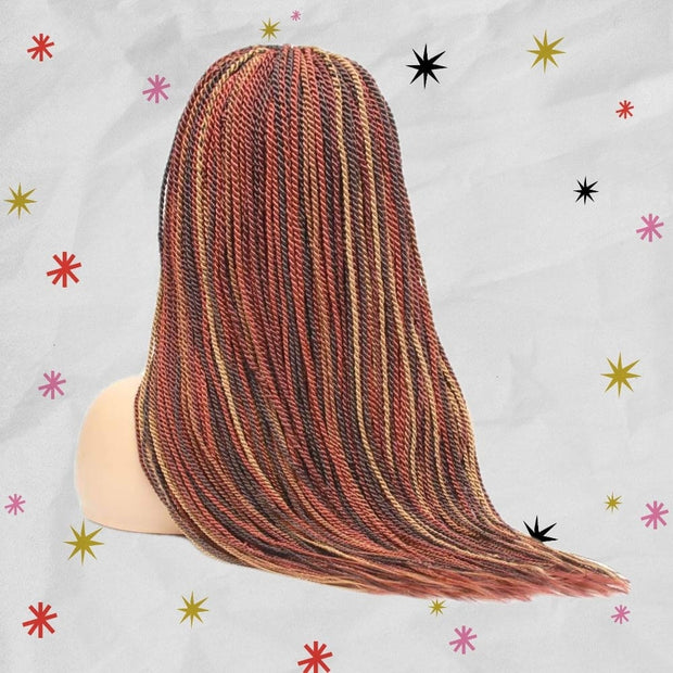 Senegalese Twist Fully Hand Braided Ombre Lace Wig (Mixed Colors) - Medium - 56cm $200 Senegalese Twists QualityHairByLawlar (4991607701590)