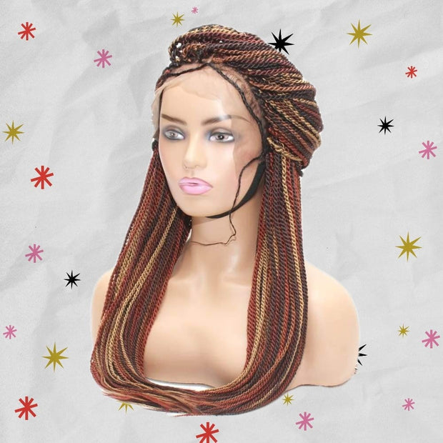 Senegalese Twist Fully Hand Braided Ombre Lace Wig (Mixed Colors) - Medium - 56cm $200 Senegalese Twists QualityHairByLawlar (4991607701590)