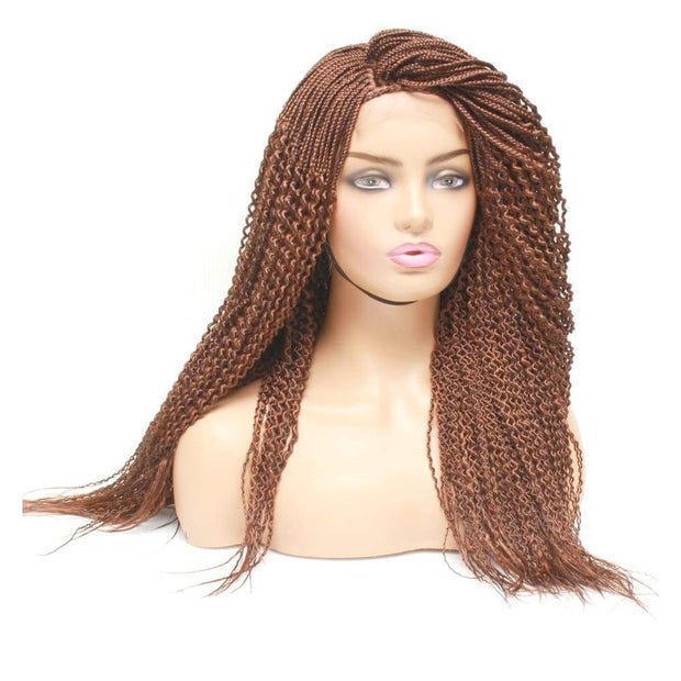 Spiral Curly Fully Hand Braided Lace Wig (#33/30) - Medium - 56cm $185 Box Braids QualityHairByLawlar (4983308779606)