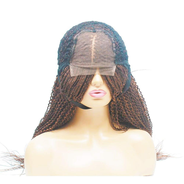 Spiral Curly Fully Hand Braided Lace Wig (#33/30) - Medium - 56cm $185 Box Braids QualityHairByLawlar (4983308779606)