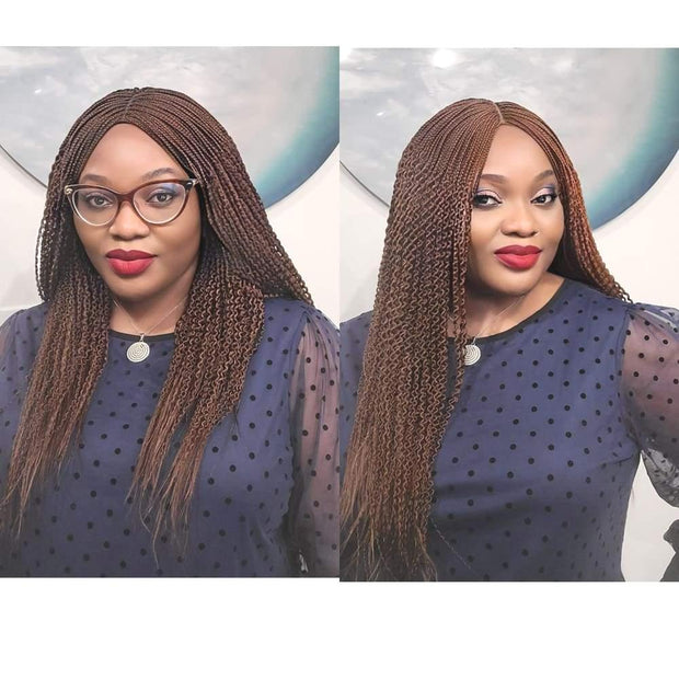 Spiral Curly Fully Hand Braided Lace Wig (#33/30) - Medium - 56cm $150 Box Braids QualityHairByLawlar (4983308779606)